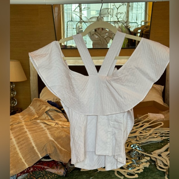 Intermix White Ruffled Halter & Off the Shoulder Blouse Medium - Picture 2 of 3